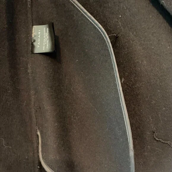 Tahari Black Wool Blend Wrap Coat - Picture 3 of 5